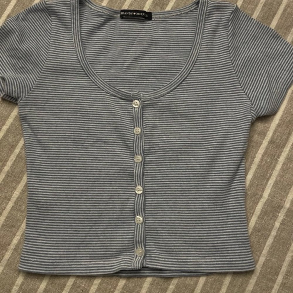 Blue and White Heavyweight Brandy Melville tshirt
